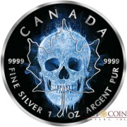 Canada ICE SKULL series SKULL MAPLE LEAF $5 Canadian Maple Leaf Silver coin 2017 Black Ruthenium plated 1 oz